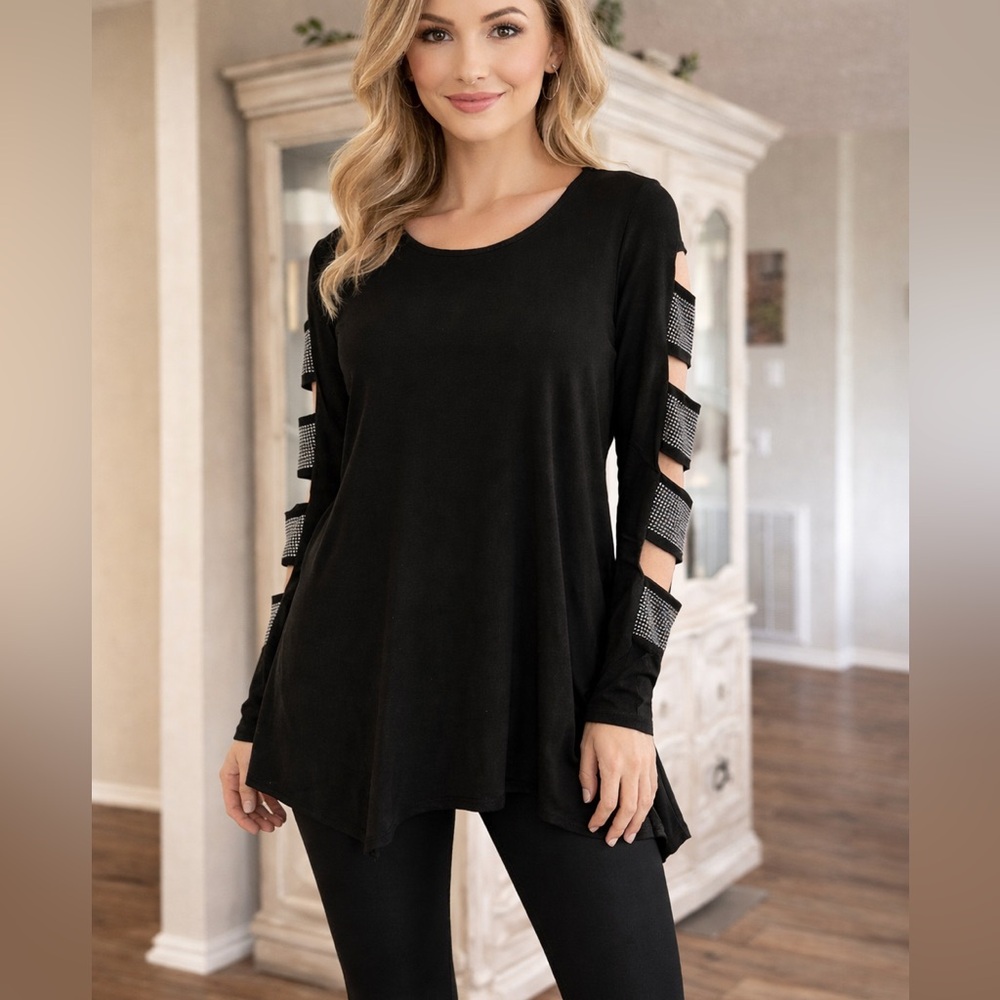 Opera Blouse w/ Rhinestone Sleeves